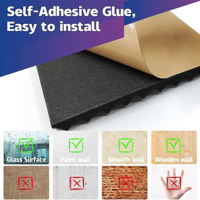 12 Pack Self-adhesive Acoustic Panels,12x12x1 Inch Sound Proof Foam Panels,soundproof Wall Panels S