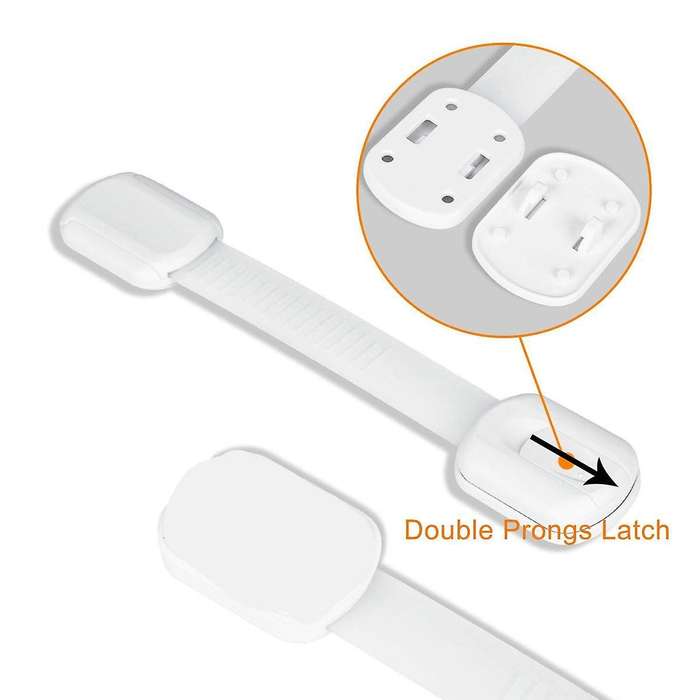 12 Pcs Cabinet Strap Locks Kids Proof Kit - Child Safety Drawer Cupboard Oven Refrigerator Adhesive