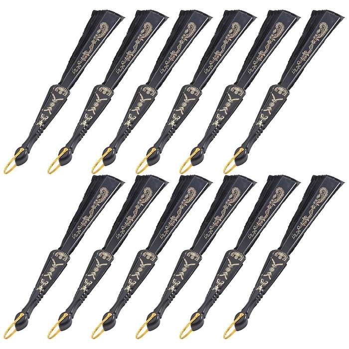 12 Pcs Embroidered Sequin Fan Tail Feather Modeling Fan Vintage Chinese Fans,hand Fan Foldable