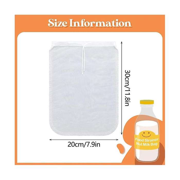 12 Pcs Nut Milk Bag Reusable Food Safe Nylon Bag Strainer Nut Milk Mesh Bag for Straining , Coffee
