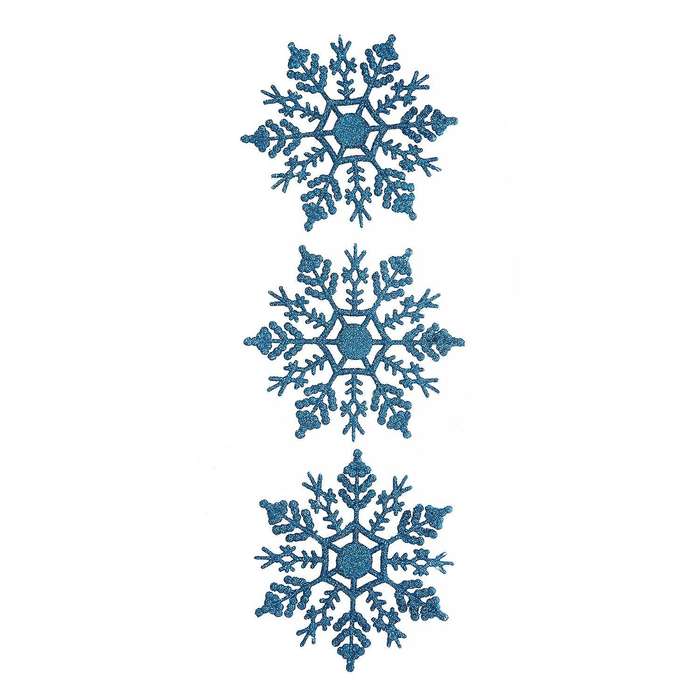 12 Pcs Glitter Snowflake Christmas Ornaments Xmas Tree Hanging Decoration Blue