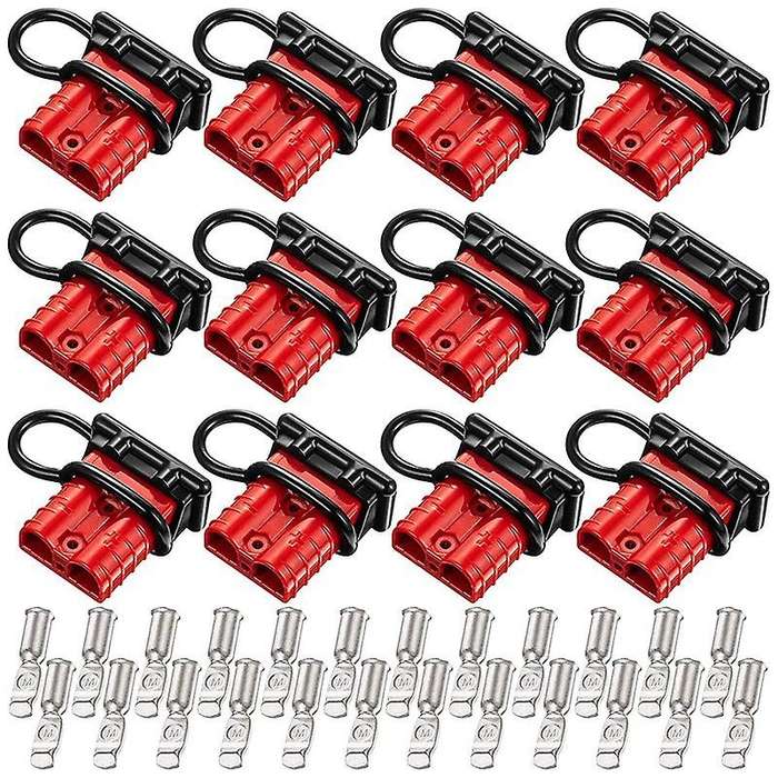 12 Pcs Red 6-10 Gauge Battery Quick Connector 50A 12-36V Battery Quick Disconnect Wire Harness Plug