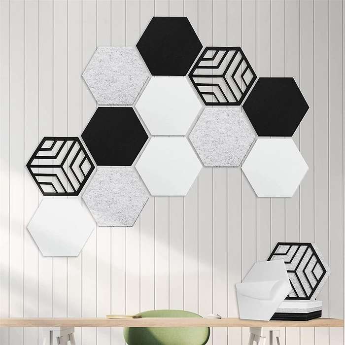 12 Pcs Self-adhesive Acoustic Panels,hexagon Sound Proof Panels,sound Absorbing Panels for Recordin