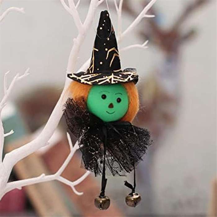 12 Pcs with Skeleton Ornaments Haunted Indoor Decorations Hanging Halloween Decor Bells Decoration H