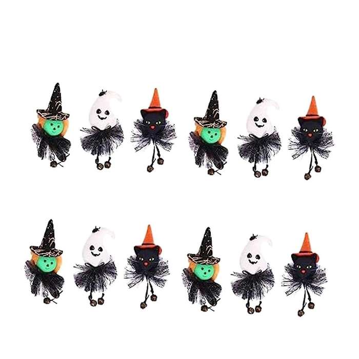12 Pcs with Skeleton Ornaments Haunted Indoor Decorations Hanging Halloween Decor Bells Decoration H