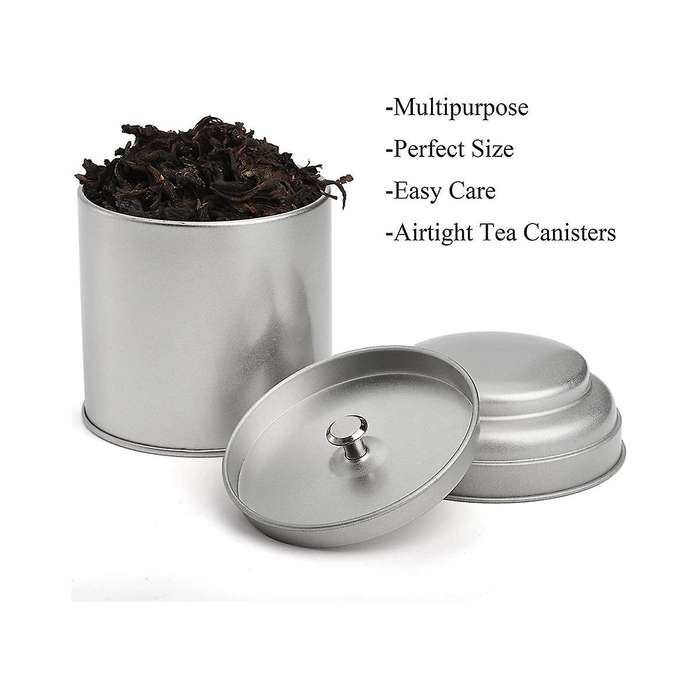 12 Pcs Tea Tin Canister with Airtight Double Lid 8oz Round Tin Can Box Small Kitchen Tea Canister L