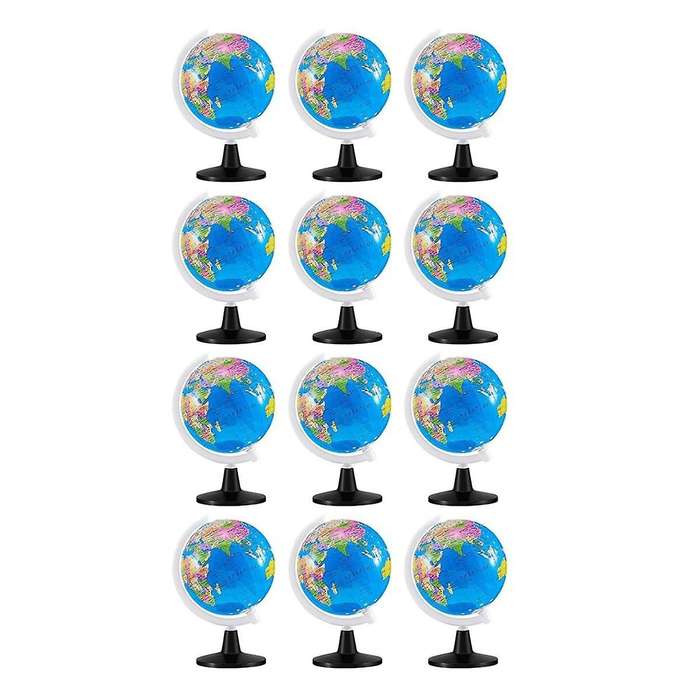 12 Pcs World Globe for Kids Learning Rotating World Map Globes Educational Globes with Stand 3.4 In