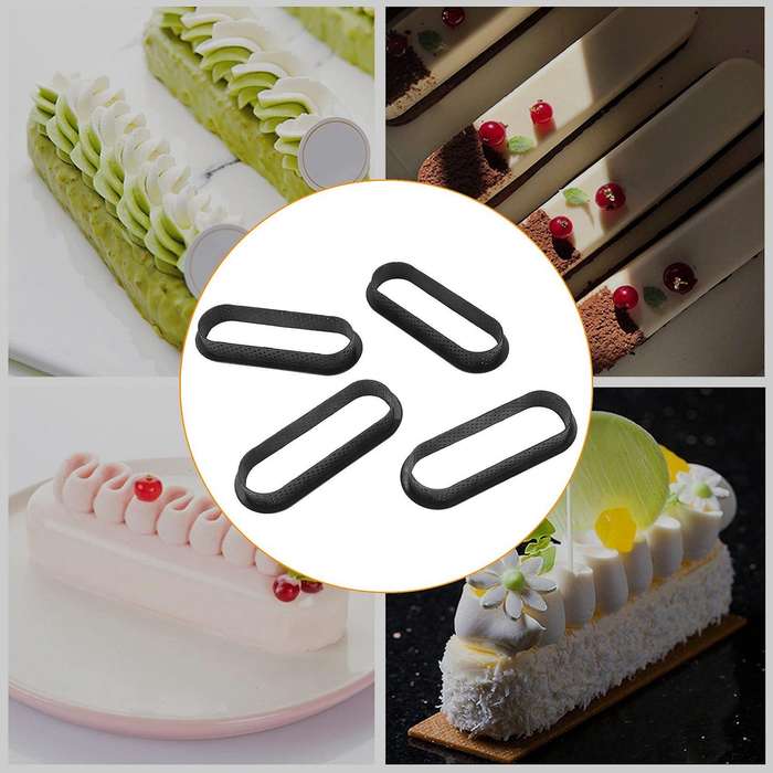 12 Pieces Oval Tart Rings Heat-Resistant Perforated Cake Mousse Ring Non Stick Bakeware Tart Mini Ca