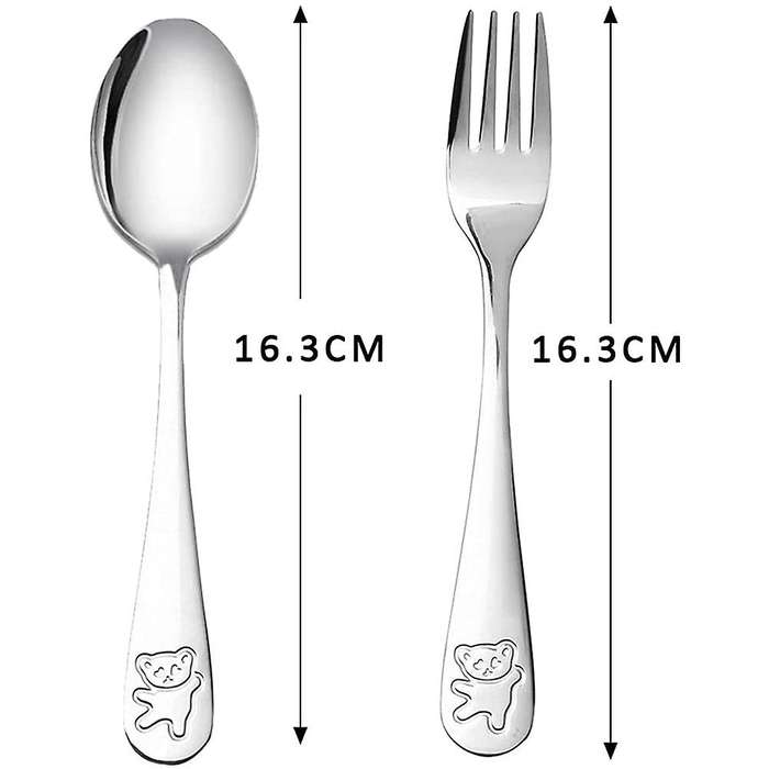 12 Pieces Kids Silverware Stainless Steel Children's Safe Flatware Child Spoon and Fork Set Toddler