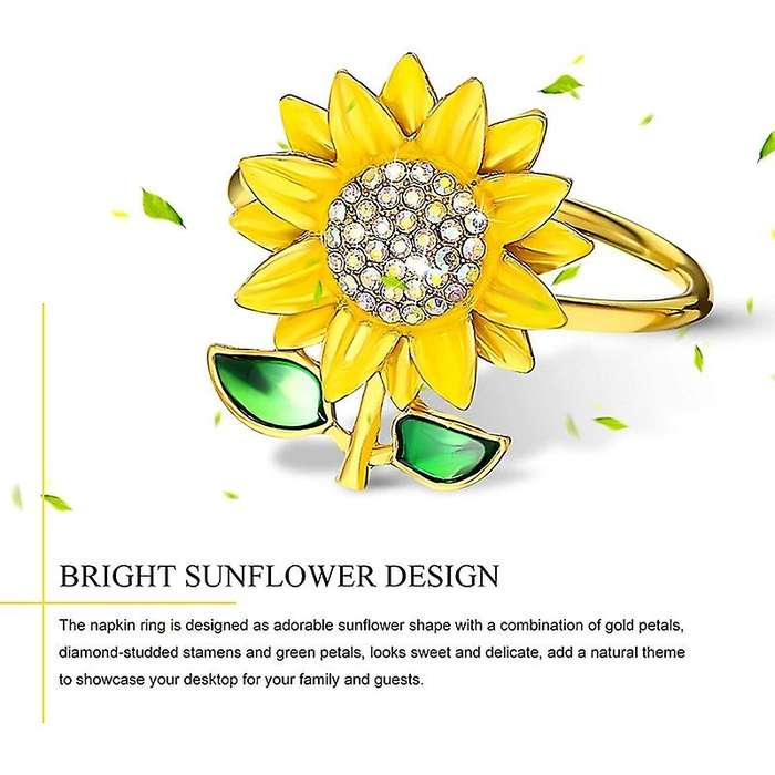 12 Pieces Sunflower Napkin Holder Rings Napkin Adornment for Wedding, , Mother' S Day, Birthday