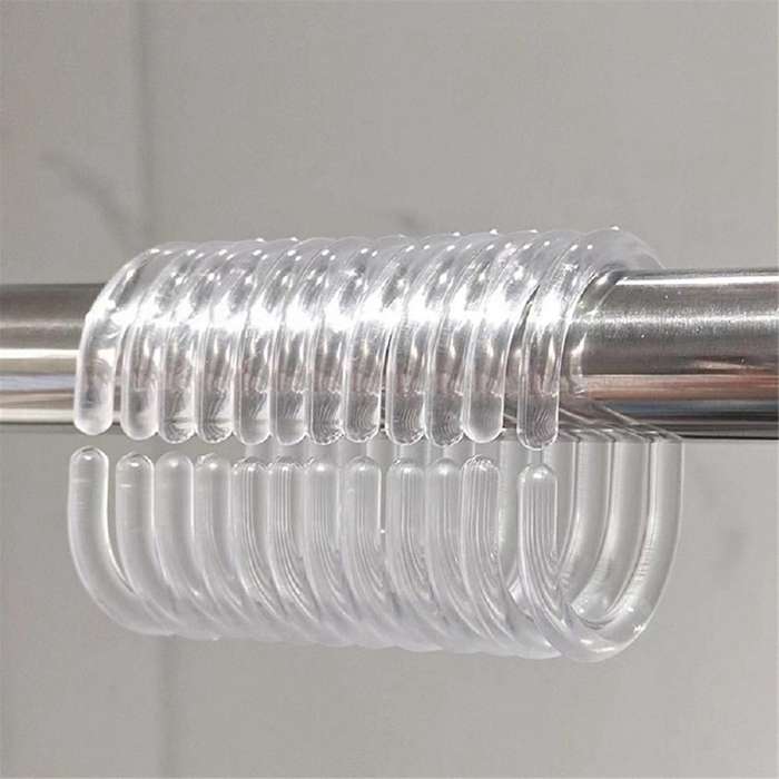 120 Pcs Transparent Plastic Shower Curtain Rings Hooks C Shaped Rings Hook Hanger for Bathroom Showe