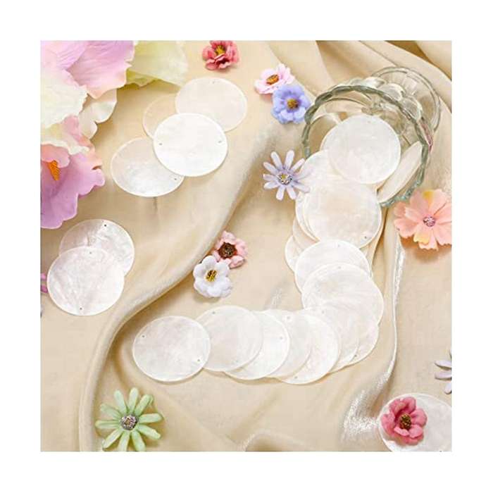 120 Pcs Round Natural Shells Capiz Sea Shells 2 Inch Oyster Shells for Crafting with 2 Holes Sea Sh