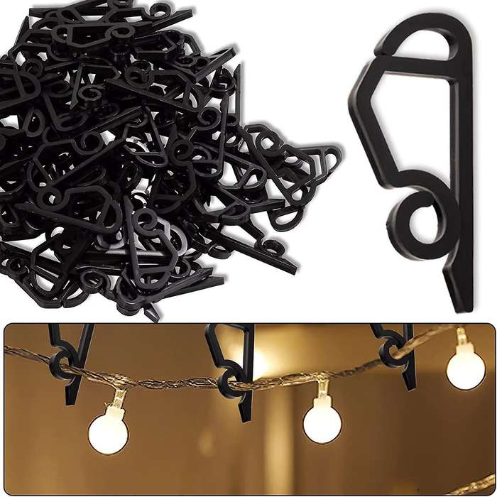 120 Pack Christmas Light Clips Outdoor Black