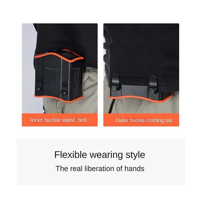 12000mah Portable Hanging Waist Fan Wearable Electric Fan Usb Charging Mini High Wind Power Fan for