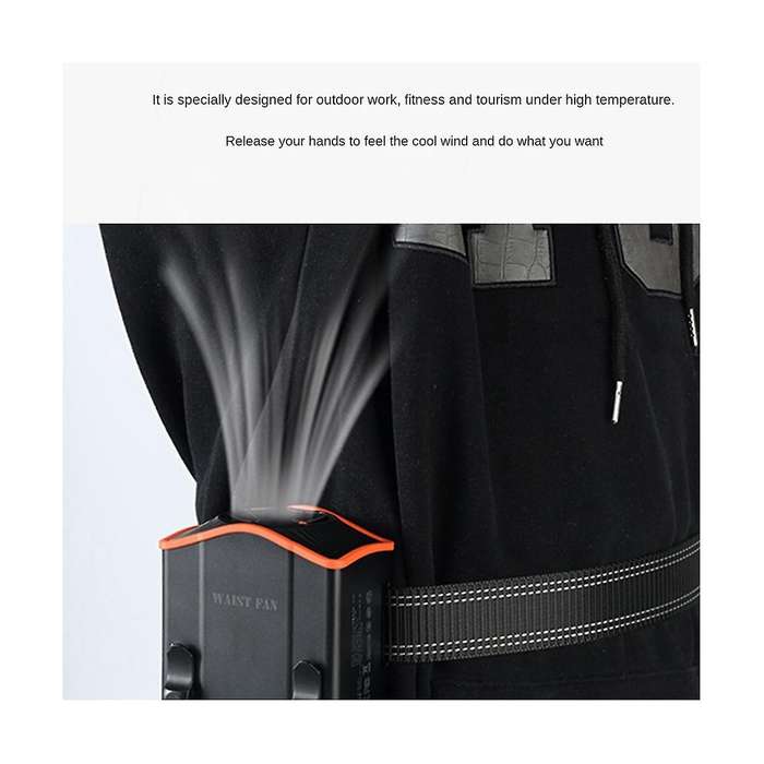 12000mah Portable Hanging Waist Fan Wearable Electric Fan Usb Charging Mini High Wind Power Fan for
