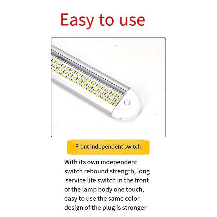 120LED Car Interior Light Bar Strip with ON/OFF Switch for Truck RV Van Lorry Boat Motorhome Reading
