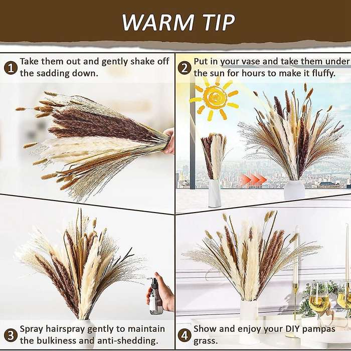 120pcs Dried Pampas Grass Bouquet Decor, Room Wedding Party Arrangements,fall Dry Flowers Bundles B