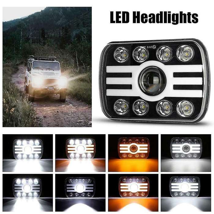 120W 5X7inch 7X6inch LED Headlight Hi-Lo Beam Halo DRL for XJ YJ