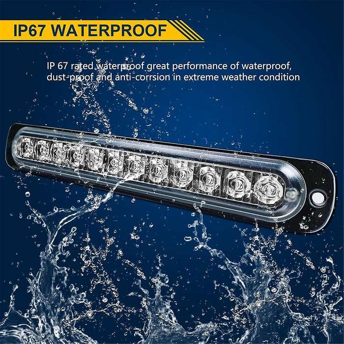12LED Safety Emergency Flashing Lights, 12V-24V Strobe Warning Light, Breakdown Beacon LED Light Bar