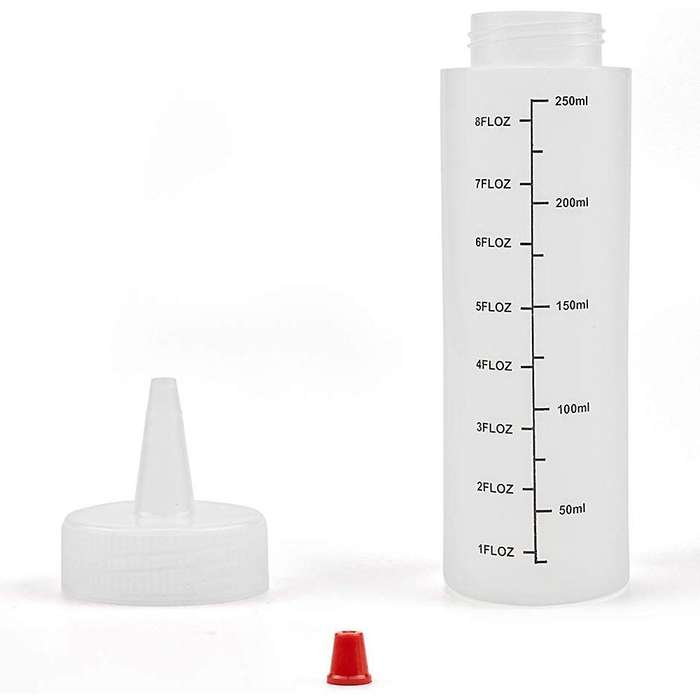 12-pack 8 Oz Condiment Squeeze Bottles with Red Tip Cap - Durable Plastic Squirt Bottle for Ketchup