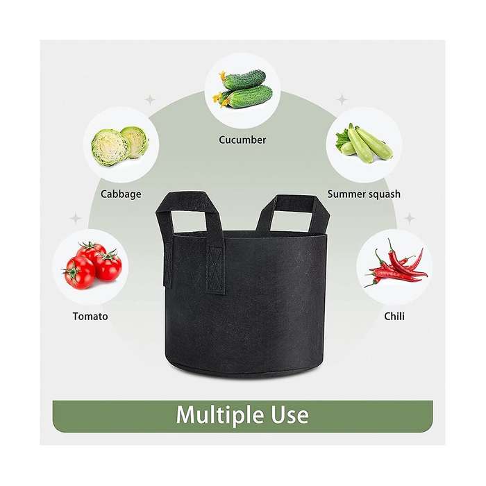 12-pack Grow Bags 5 Gallon, Thick Fabric Planter Bags for Vegetables, Sturdy Handles & Reinforced S