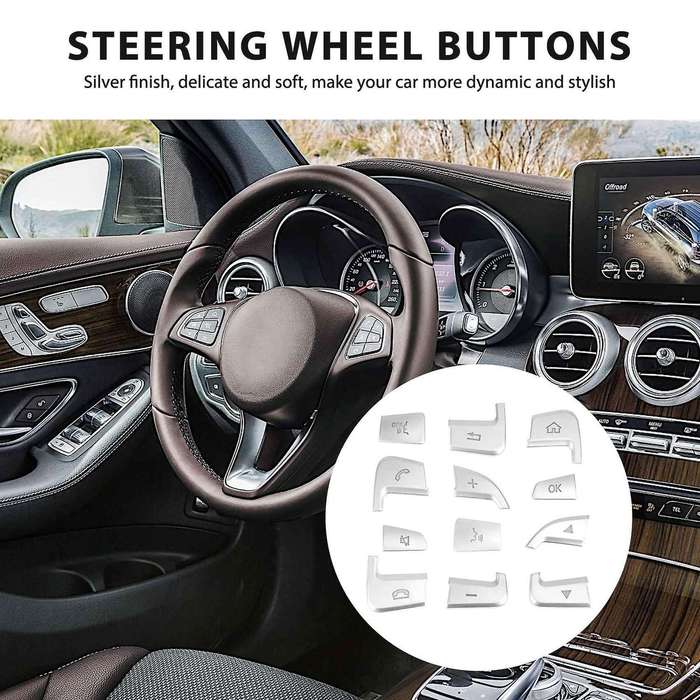 12Pcs  Car Styling Steering Wheel Button Covers Trim Stickers