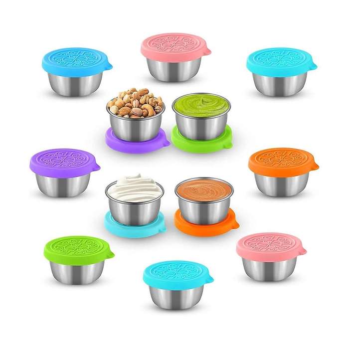 12pcs 1.6oz Salad Dressing Containers to Go with Lids, Leak Proof Condiment Container, Reusable Con