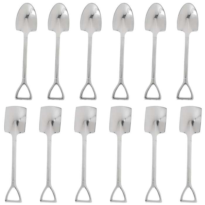 12pcs 304 Stainless Steel Spade Spoon Cake Dessert Spoon Watermelon Spoon Coffee Stirring Spoon