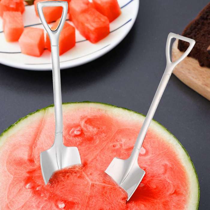 12pcs 304 Stainless Steel Spade Spoon Cake Dessert Spoon Watermelon Spoon Coffee Stirring Spoon