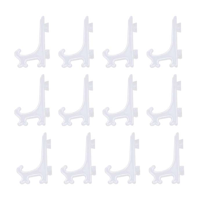 12pcs 3 Inch Plastic Easels Or Plate Holders Display Dinner Plate (transparent)