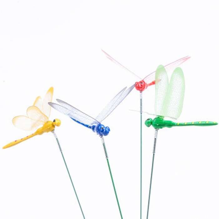 12Pcs Artificial Dragonfly Butterflies Garden Decoration Outdoor Simulation Dragonfly Stakes Yard Pl