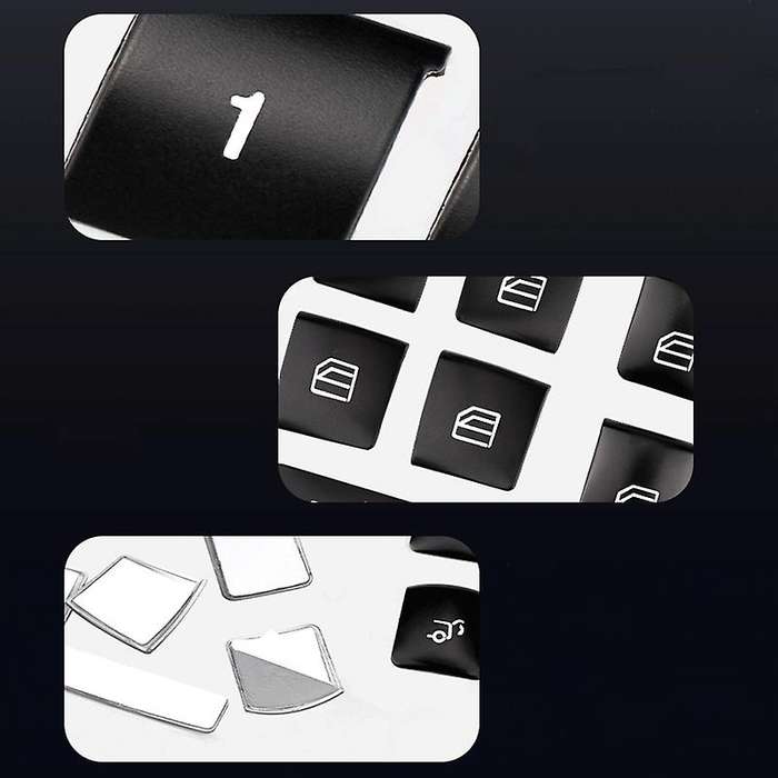 12pcs Car Door Armrest Window Switch Button Trim Cover Sticker for Mercedes Benz Glk Ml Gl A B C E