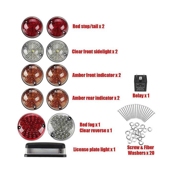 12pcs Car Front Rear Signal Indicator Lamp Stop Fog Reversing License Plate Light for Land 90 110 1