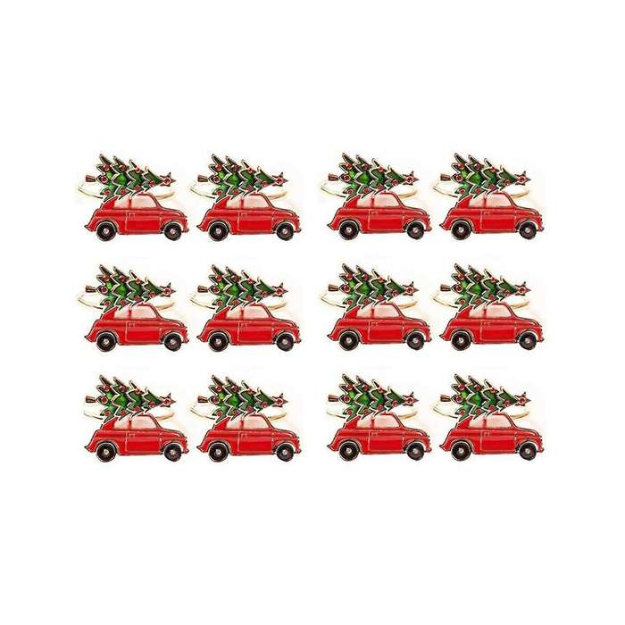 12pcs Cute Car Shape Metal Christmas Napkin Ring Holder Multicolor Towel Tissue Ring Napkin Buckle