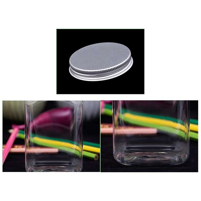 12pcs Condiment Jar Set,transparent Plastic Bottle Food Packaging Bottle Airtight Metal Cap Empty S