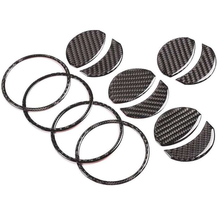 12Pcs for 2015-2020 Car Center Air Conditioning Outlet Vent Trim Cover Carbon Fiber Sticker Accessor