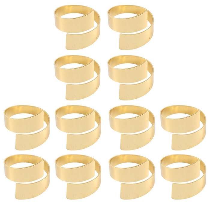 12pcs Gold Metal Table Decor Napkin Ring Holder Spring for Wedding Setting, Easter Dinner, 's Day