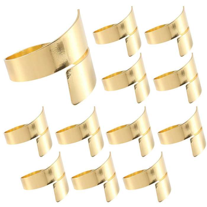 12pcs Gold Metal Table Decor Napkin Ring Holder Spring for Wedding Setting, Easter Dinner, 's Day