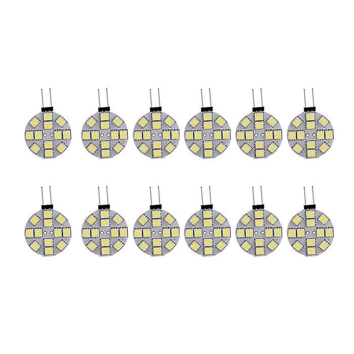 12pcs G4 Lights Led Bulbs Side Pin Base Round G4 5050 12smd Led Rv Light Home Reading Light, White