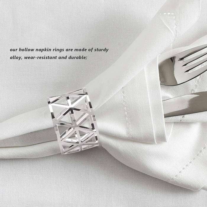 12pcs Hollow Out Napkin Rings Holders Napkin Ring Buckle Holder Household Metal Napkin Holder Adorn