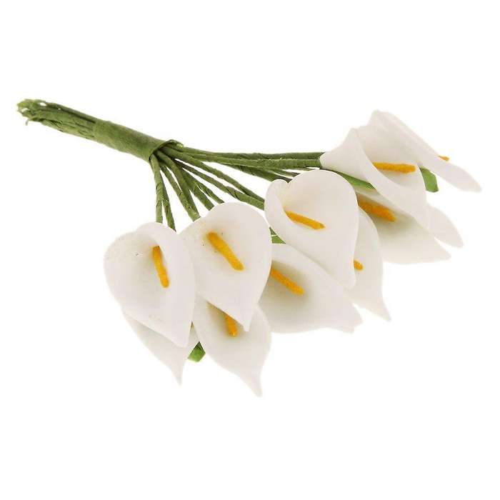 12pcs Mini Calla Artificial Flower Bouquet Wedding Decoration Diy Wreath Gift White
