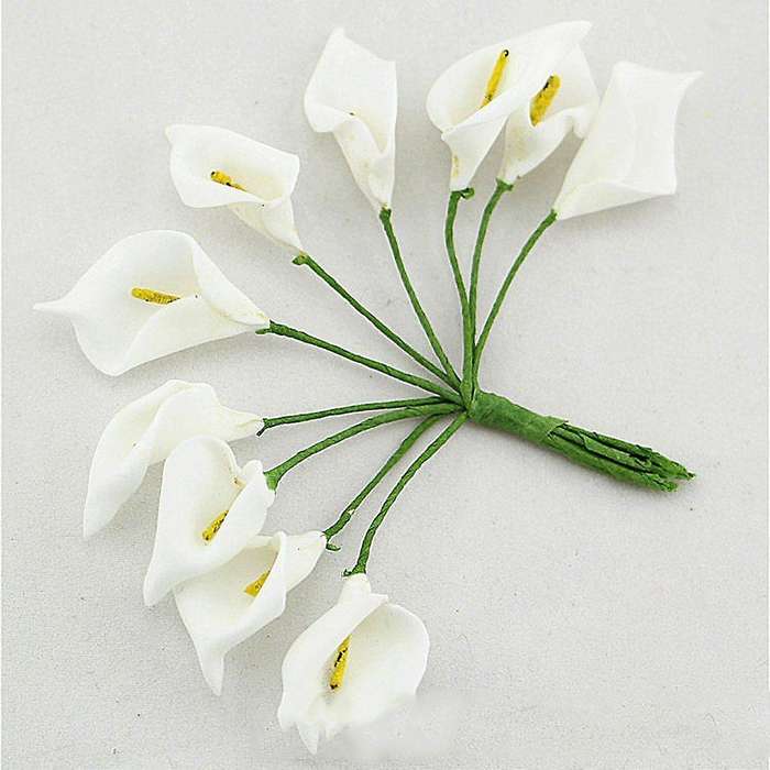 12pcs Mini Calla Artificial Flower Bouquet Wedding Decoration Diy Wreath Gift White