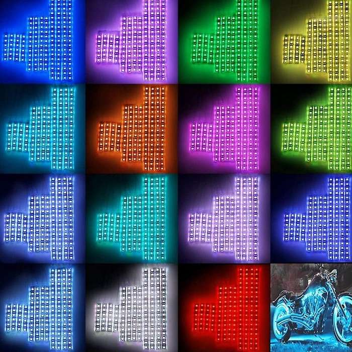 12Pcs Motorcycle LED Light Strips Multi-Color Neon Ground Effect Atmosphere Lights Lamp with Remote