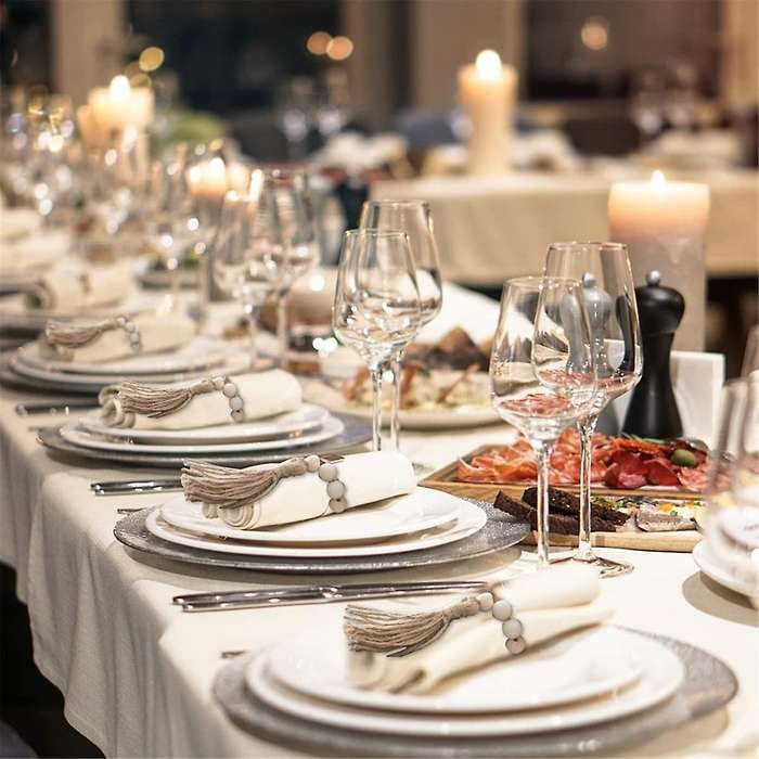 12PCS Natural Wooden Beads Napkin Rings with Tassels Napkin Holders for Christmas Farmhouse Wedding