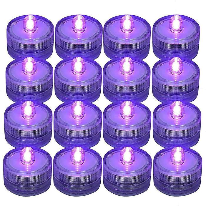 12pcs Submersible Led Light,purple Waterproof Flameless Candle Tea Lights,underwater Battery Operat