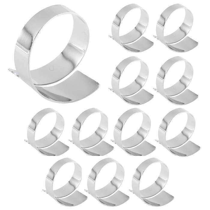 12pcs Steel Color Metal Table Decor Napkin Ring Holder Spring for Wedding Setting, Easter Dinner, '