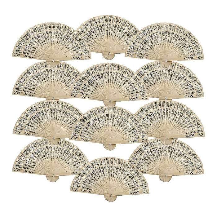 12pcs Wooden Hand Fan,wood Folding Fans Bulk,vintage Chinese Fans, Hand Fan Foldable for Women,gifts