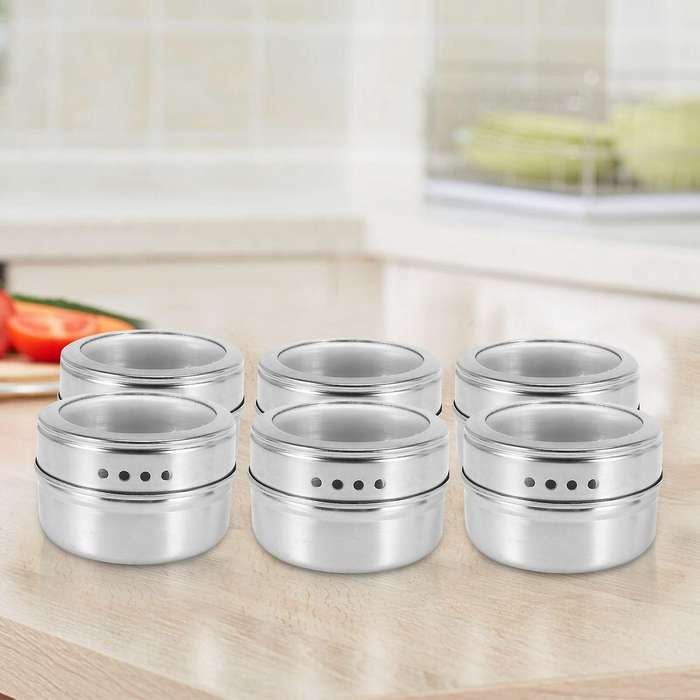 12pcs/set Clear Lid Magnetic Spice Tin Jar Stainless Steel Spice Sauce Storage Container Jars Kitch