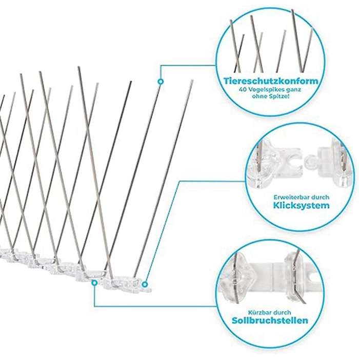 12-Piece Anti-Bird Fence Bird Nail Set, Bird Repellent Spikes, Balcony Bird Repellent, Spikes to Pre