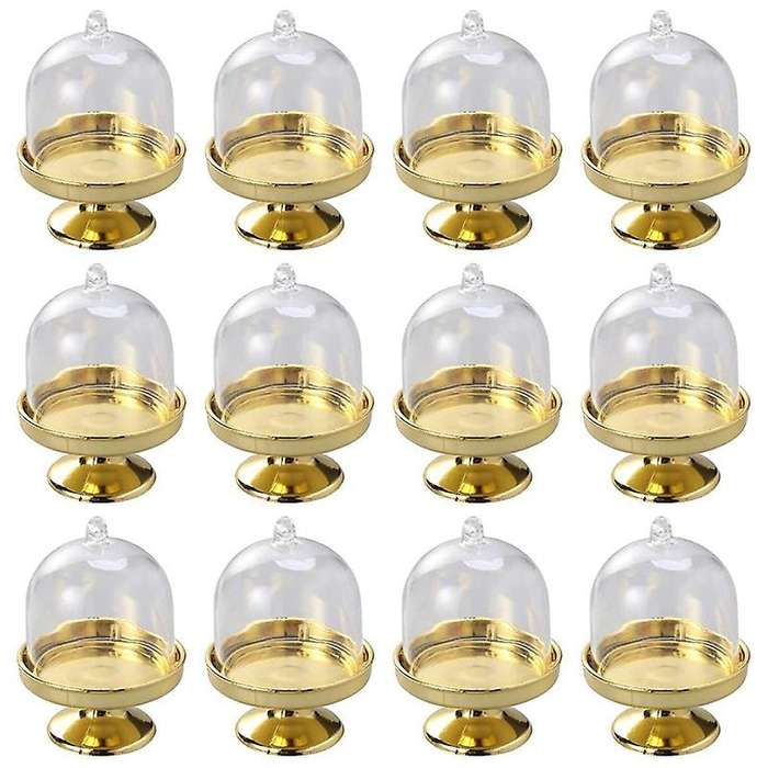 12-Piece Cake Stand Display Board with Lid Compatible Wedding (Golden Base)